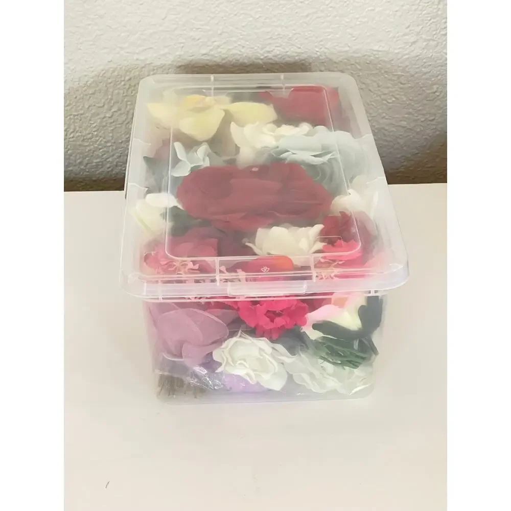 Shoe Box of Mixed Lot Of Beautiful Artificial/Silk Flowers